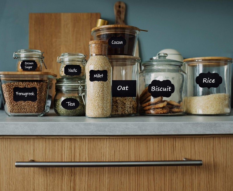 Wisdompro Chalkboard Labels, 134 Pcs Waterproof, Reusable & Removable Blackboard Stickers with 2 Chalk Marker for Storage Bins, Food Container, Mason Jars, Bottles - 3 Sizes with Pen - Image 5